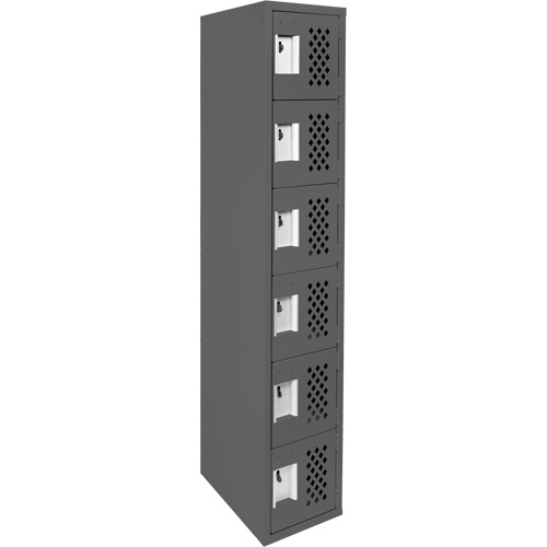 Assembled Lockerettes Clean Line Perforated Economy Lockers, 6 -tier, 18" x 72" x 12", Steel Maritime Industrial Rubber