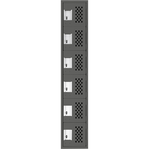 Assembled Lockerettes Clean Line Perforated Economy Lockers, 6 -tier, 18" x 72" x 12", Steel Maritime Industrial Rubber