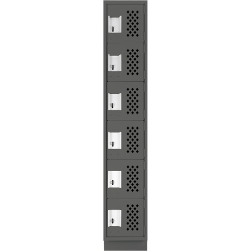 Assembled Lockerettes Clean Line Perforated Economy Lockers, 6 -tier, 18" x 72" x 12", Steel Maritime Industrial Rubber