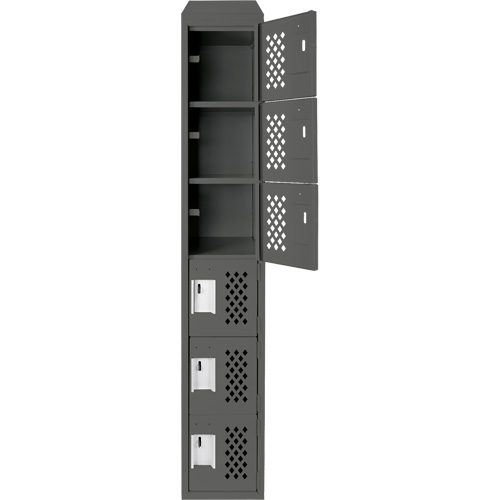 Petit casier perfor&eacute; Clean-Line, 6 niveaux, 15" x 72" x 12", Acier Maritime Industrial Rubber