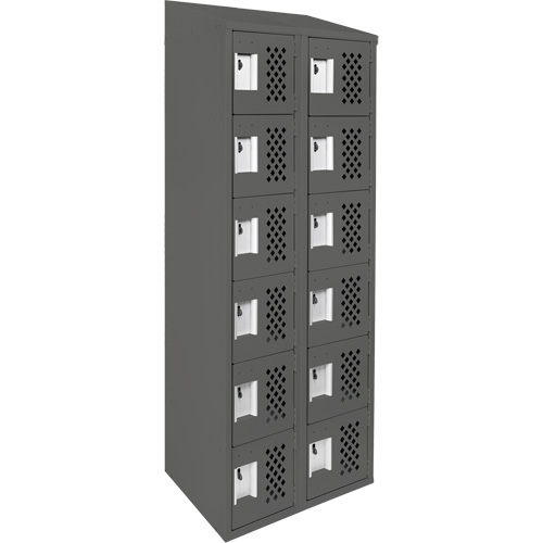Clean-Line Perforated Lockerette, 6 -tier, Bank of 2, 15" x 72" x 12", Steel Maritime Industrial Rubber