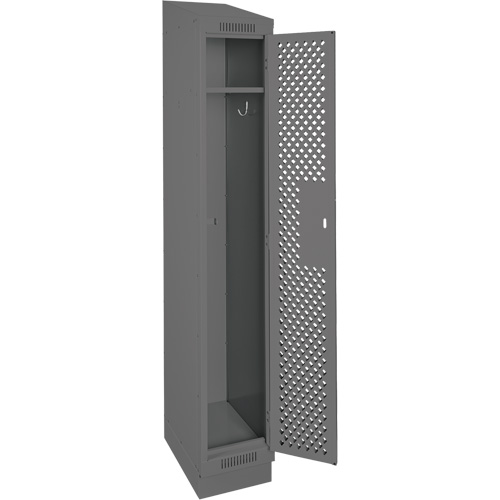 Clean Line Lockers, 12" x 12" x 82", Steel, Charcoal, Rivet (Assembled), Perforated Maritime Industrial Rubber