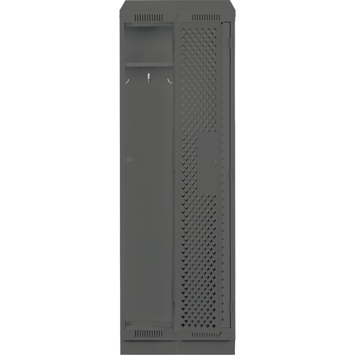 Clean Line Lockers, Bank of 2, 24" x 18" x 82", Steel, Charcoal, Rivet (Assembled), Perforated Maritime Industrial Rubber