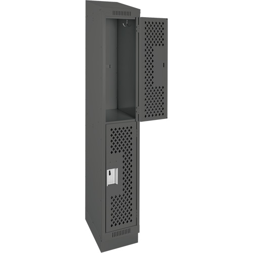 Casiers Clean Line, 2 niveaux, 12" x 15" x 82", Acier, Charbon, Rivet (assembl&eacute;), Perfor&eacute; Maritime Industrial Rubber