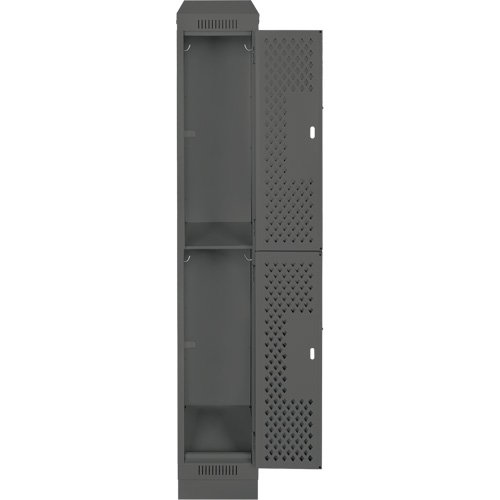 Casiers Clean Line, 2 niveaux, 12" x 15" x 82", Acier, Charbon, Rivet (assembl&eacute;), Perfor&eacute; Maritime Industrial Rubber
