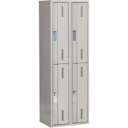 Casiers robustes Concorde, 2 niveaux, Bloc de 2, 24" x 18" x 72", Acier, Gris, Soud&eacute; (assembl&eacute;) Maritime Industrial Rubber