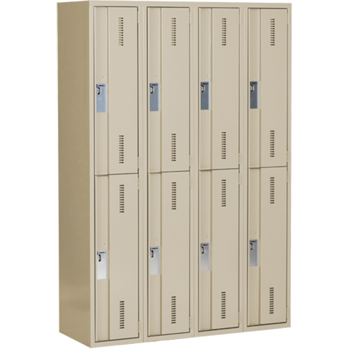 Concorde Heavy-Duty Lockers, 2 -tier, Bank of 4, 48" x 18" x 72", Steel, Beige, Welded (Assembled) Maritime Industrial Rubber