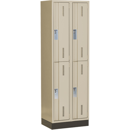 Concorde Heavy-Duty Lockers, 2 -tier, Bank of 2, 24" x 18" x 76", Steel, Beige, Welded (Assembled) Maritime Industrial Rubber