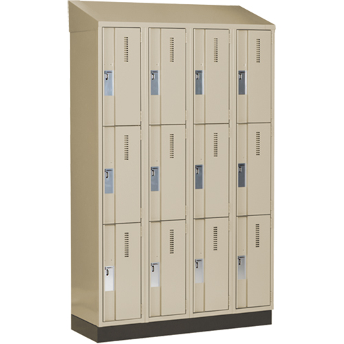 Concorde Heavy-Duty Lockers, 3 -tier, Bank of 4, 48" x 18" x 82", Steel, Beige, Welded (Assembled) Maritime Industrial Rubber