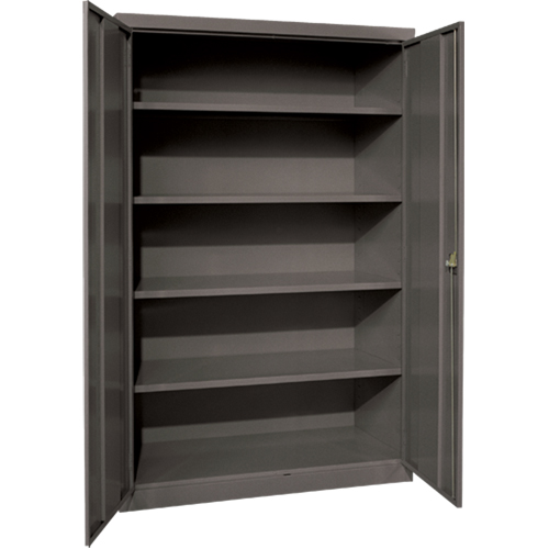 Armoires de rangement Hi-Boy profondes, Acier, 4 Tablettes, 72" h x 36" la x 24" P, Charbon Maritime Industrial Rubber
