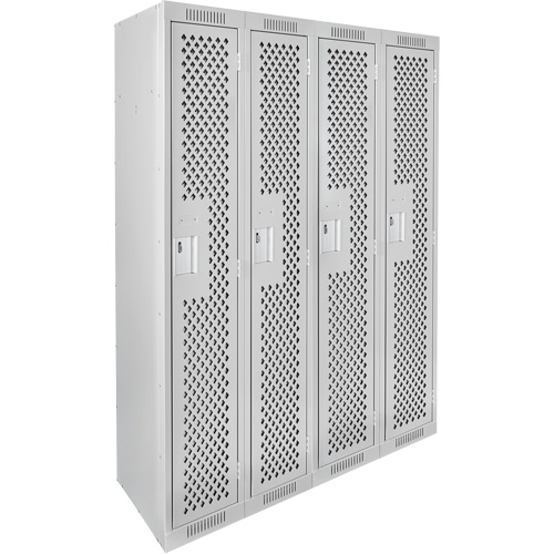 Casiers Clean Line, Bloc de 4, 48" x 12" x 72", Acier, Gris, Rivet (assembl&eacute;), Perfor&eacute; Maritime Industrial Rubber