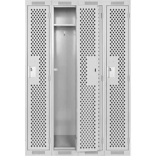 Casiers Clean Line, Bloc de 4, 48" x 12" x 72", Acier, Gris, Rivet (assembl&eacute;), Perfor&eacute; Maritime Industrial Rubber