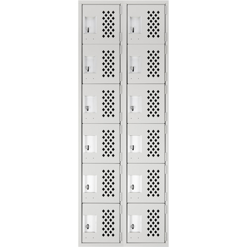 Clean Line Lockerettes, 6 -tier, Bank of 2, 18" x 72" x 12", Steel Maritime Industrial Rubber