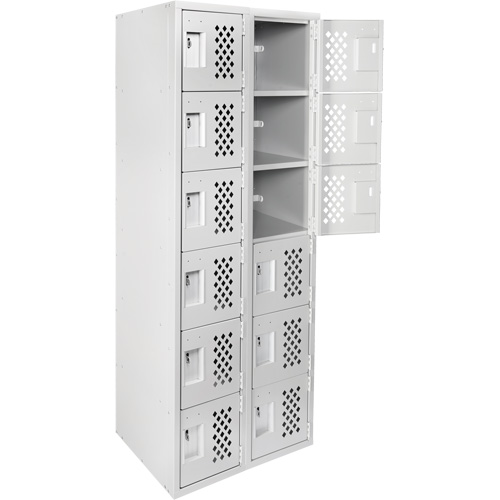 Clean Line Lockerettes, 6 -tier, Bank of 2, 18" x 72" x 12", Steel Maritime Industrial Rubber
