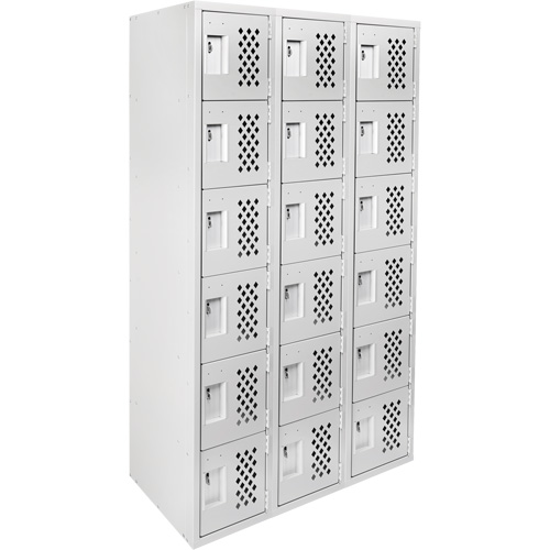 Clean Line Lockerettes, 6 -tier, Bank of 3, 18" x 72" x 12", Steel Maritime Industrial Rubber