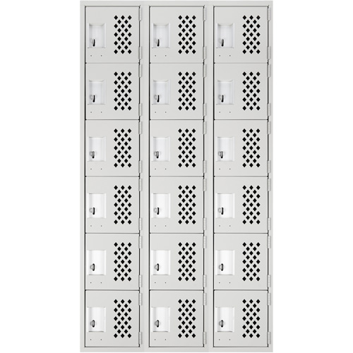 Clean Line Lockerettes, 6 -tier, Bank of 3, 18" x 72" x 12", Steel Maritime Industrial Rubber