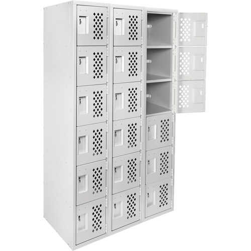 Clean Line Lockerettes, 6 -tier, Bank of 3, 18" x 72" x 12", Steel Maritime Industrial Rubber