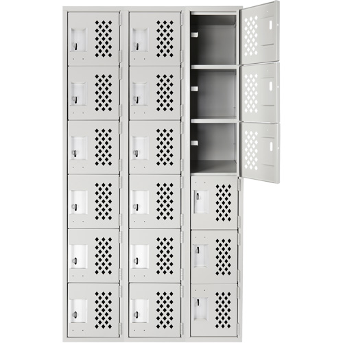Clean Line Lockerettes, 6 -tier, Bank of 3, 18" x 72" x 12", Steel Maritime Industrial Rubber