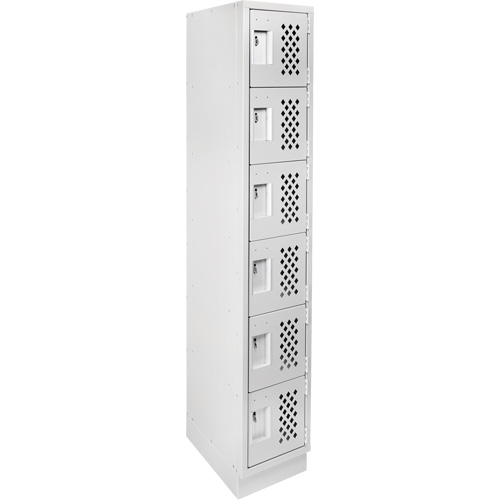 Assembled Lockerettes Clean Line Perforated Economy Lockers, 6 -tier, 18" x 72" x 12", Steel Maritime Industrial Rubber
