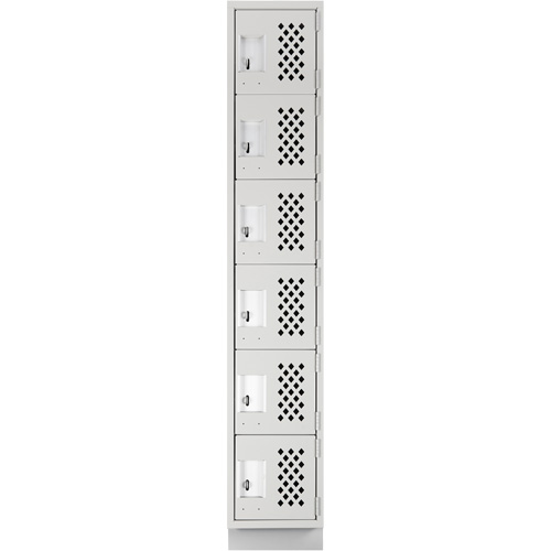 Assembled Lockerettes Clean Line Perforated Economy Lockers, 6 -tier, 18" x 72" x 12", Steel Maritime Industrial Rubber