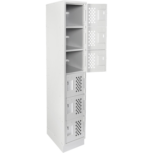 Assembled Lockerettes Clean Line Perforated Economy Lockers, 6 -tier, 18" x 72" x 12", Steel Maritime Industrial Rubber