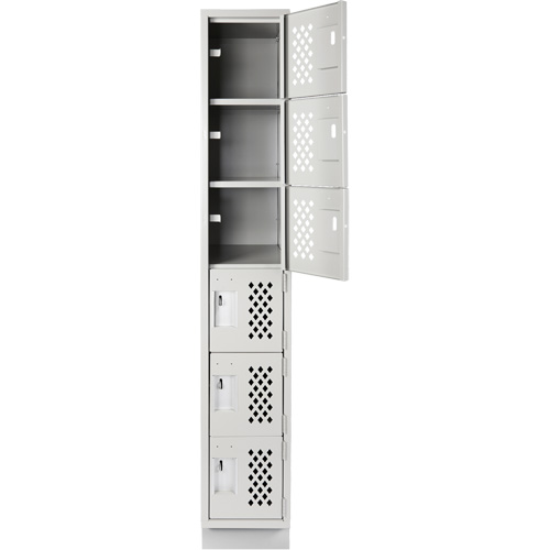 Assembled Lockerettes Clean Line Perforated Economy Lockers, 6 -tier, 18" x 72" x 12", Steel Maritime Industrial Rubber