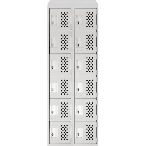 Clean-Line Perforated Lockerette, 6 -tier, Bank of 2, 15" x 72" x 12", Steel Maritime Industrial Rubber