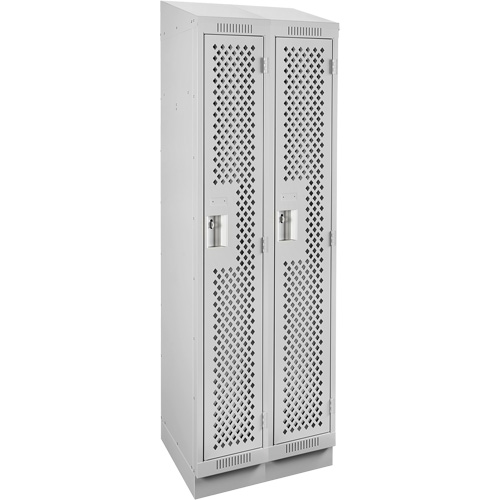 Casiers Clean Line, Bloc de 2, 24" x 12" x 82", Acier, Gris, Rivet (assembl&eacute;), Perfor&eacute; Maritime Industrial Rubber
