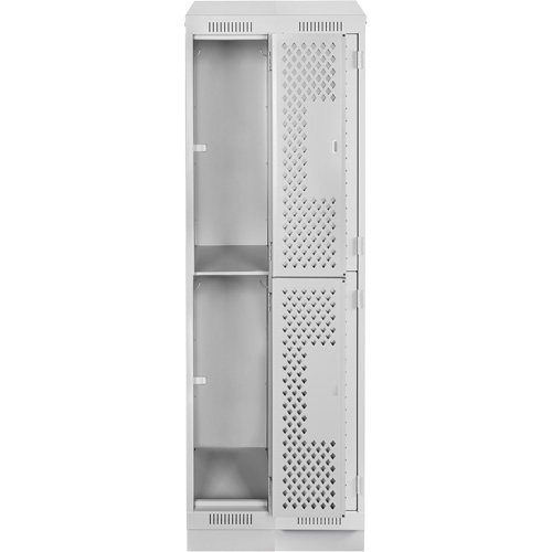 Casiers Clean Line, 2 niveaux, Bloc de 2, 24" x 12" x 82", Acier, Gris, Rivet (assembl&eacute;), Perfor&eacute; Maritime Industrial Rubber