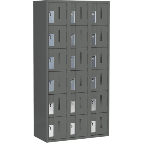 Casiers robustes Concorde, 6 niveaux, Bloc de 3, 36" x 18" x 72", Acier, Charbon, Soud&eacute; (assembl&eacute;) Maritime Industrial Rubber