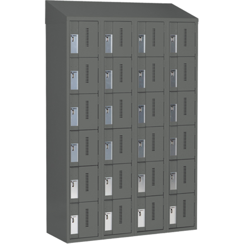 Concorde Heavy-Duty Lockers, 6 -tier, Bank of 4, 48" x 18" x 78", Steel, Charcoal, Welded (Assembled) Maritime Industrial Rubber