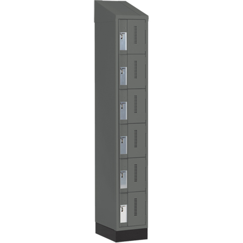Concorde Heavy-Duty Lockers, 6 -tier, 12" x 18" x 82", Steel, Charcoal, Welded (Assembled) Maritime Industrial Rubber