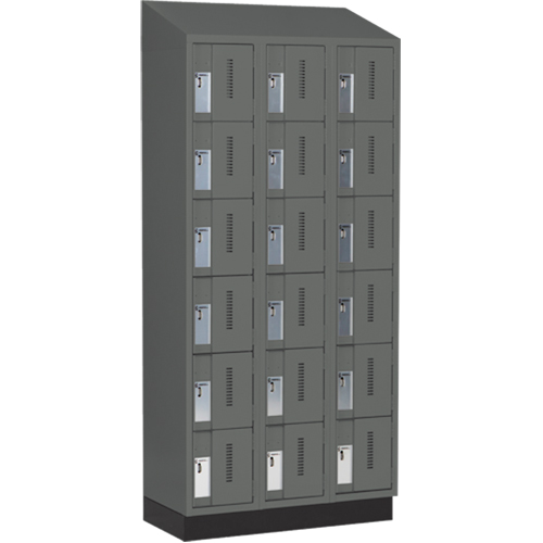 Concorde Heavy-Duty Lockers, 6 -tier, Bank of 3, 36" x 18" x 82", Steel, Charcoal, Welded (Assembled) Maritime Industrial Rubber