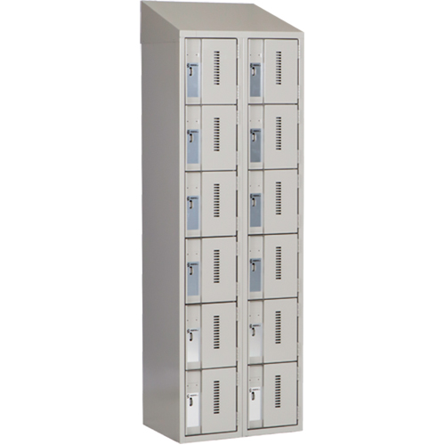 Concorde Heavy-Duty Lockers, 6 -tier, Bank of 2, 24" x 18" x 78", Steel, Grey, Welded (Assembled) Maritime Industrial Rubber