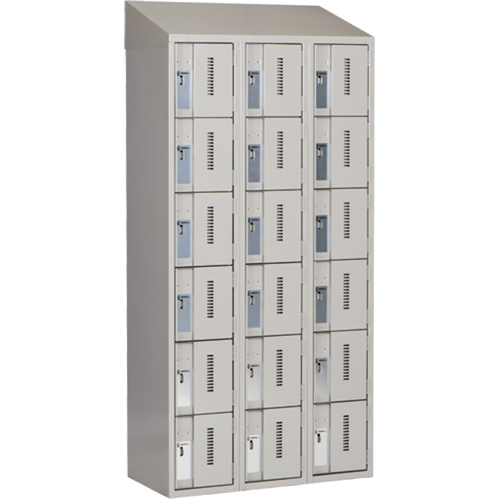 Concorde Heavy-Duty Lockers, 6 -tier, Bank of 3, 36" x 18" x 78", Steel, Grey, Welded (Assembled) Maritime Industrial Rubber