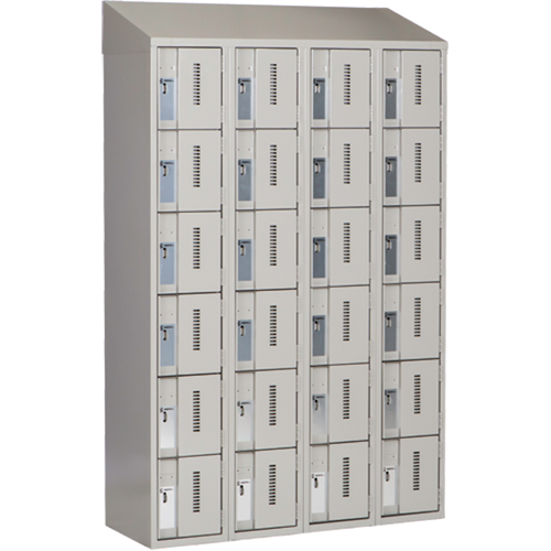 Concorde Heavy-Duty Lockers, 6 -tier, Bank of 4, 48" x 18" x 78", Steel, Grey, Welded (Assembled) Maritime Industrial Rubber