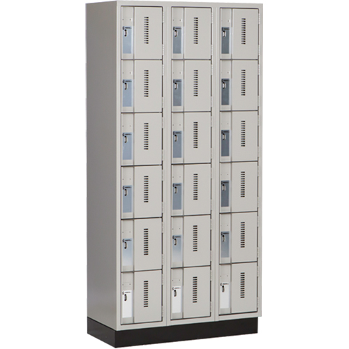 Concorde Heavy-Duty Lockers, 6 -tier, Bank of 3, 36" x 18" x 76", Steel, Grey, Welded (Assembled) Maritime Industrial Rubber
