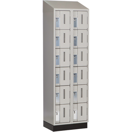 Concorde Heavy-Duty Lockers, 6 -tier, Bank of 2, 24" x 18" x 82", Steel, Grey, Welded (Assembled) Maritime Industrial Rubber