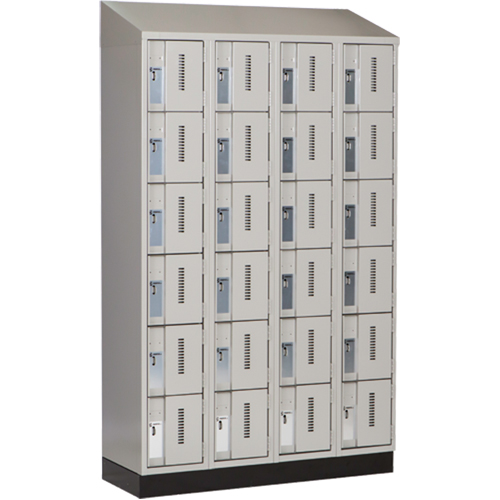 Concorde Heavy-Duty Lockers, 6 -tier, Bank of 4, 48" x 18" x 82", Steel, Grey, Welded (Assembled) Maritime Industrial Rubber