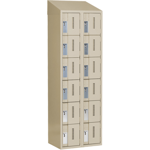 Concorde Heavy-Duty Lockers, 6 -tier, Bank of 2, 24" x 18" x 78", Steel, Beige, Welded (Assembled) Maritime Industrial Rubber