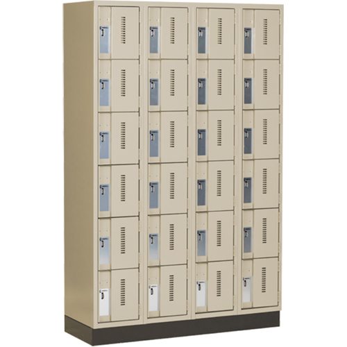 Concorde Heavy-Duty Lockers, 6 -tier, Bank of 4, 48" x 18" x 76", Steel, Beige, Welded (Assembled) Maritime Industrial Rubber