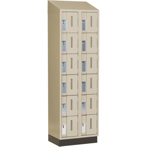 Concorde Heavy-Duty Lockers, 6 -tier, Bank of 2, 24" x 18" x 82", Steel, Beige, Welded (Assembled) Maritime Industrial Rubber
