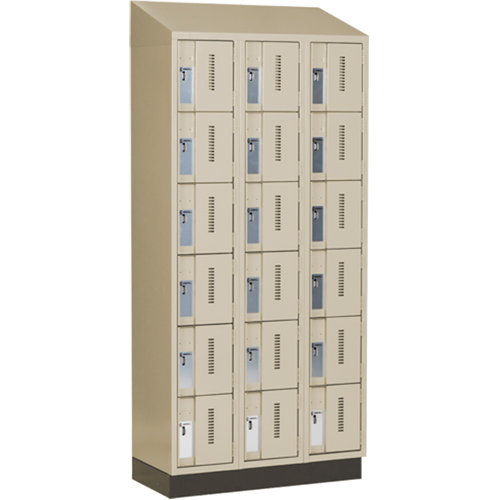 Concorde Heavy-Duty Lockers, 6 -tier, Bank of 3, 36" x 18" x 82", Steel, Beige, Welded (Assembled) Maritime Industrial Rubber