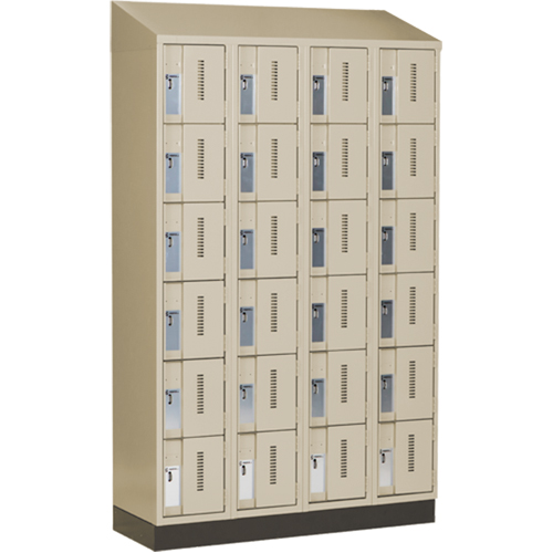 Concorde Heavy-Duty Lockers, 6 -tier, Bank of 4, 48" x 18" x 82", Steel, Beige, Welded (Assembled) Maritime Industrial Rubber