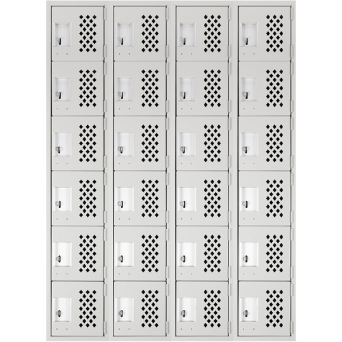 Clean Line Lockerettes, 6 -tier, Bank of 4, 18" x 72" x 12", Steel Maritime Industrial Rubber