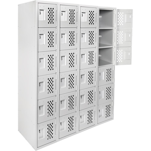 Clean Line Lockerettes, 6 -tier, Bank of 4, 18" x 72" x 12", Steel Maritime Industrial Rubber