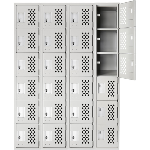 Clean Line Lockerettes, 6 -tier, Bank of 4, 18" x 72" x 12", Steel Maritime Industrial Rubber