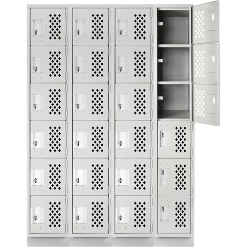 Casiers &eacute;conomiques perfor&eacute;s et assembl&eacute;s Clean Line, 6 niveaux, Bloc de 4, 18" x 72" x 12", Acier Maritime Industrial Rubber