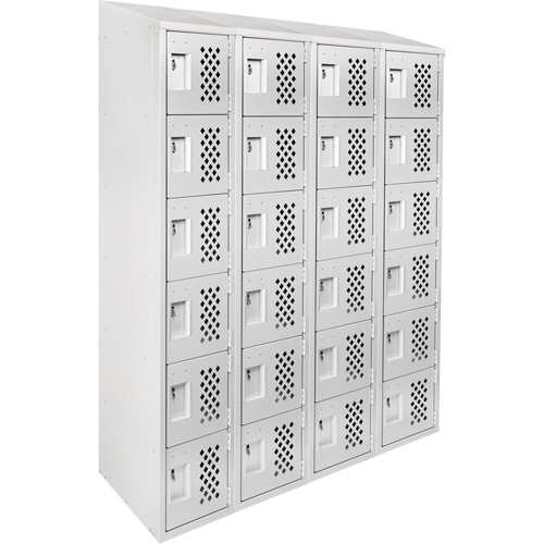Assembled Clean Line Perforated Economy Lockers, 6 -tier, Bank of 4, 18" x 72" x 12", Steel Maritime Industrial Rubber