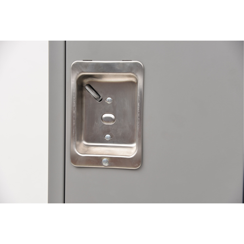 Lockers, 2 -tier, Bank of 3, 36" x 18" x 72", Steel, Grey, Knocked Down Maritime Industrial Rubber